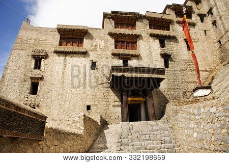 View Landscape Of Leh Stok Monastery Or Stok Gompa Palace At Leh Ladakh Village While Winter Season 