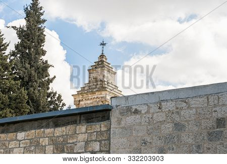 Jerusalem, Israel, November 02, 2019 : View From The Rabaa Al Adwaya Street To Pater Noster Church I