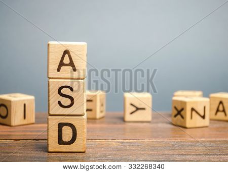 Wooden Blocks With The Word Asd - Autism Spectrum Disorder. Neurological And Developmental Disorder