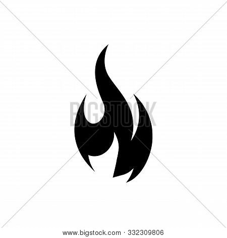 Fire Flame Icon, Black Icon Isolated On White Background