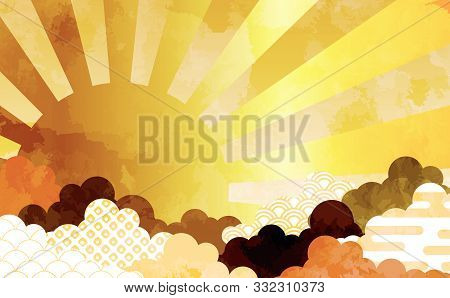 Cloud Background Illustration With Japanese Pattern Haze Seigaiha Kanoko Aperture