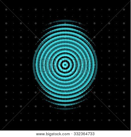 Blue Centric Circles Icon. Biometric Security, Thumbprint, Fingerprint, Finger Scanner. Innovate Tec