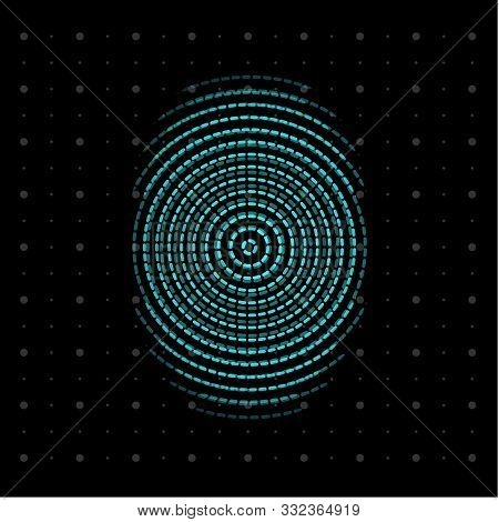 Blue Centric Circles Icon. Biometric Security, Thumbprint, Fingerprint, Finger Scanner. Innovate Tec
