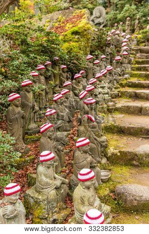 Miyajima Island, Hiroshima, Japan at the buddha lined pathways at Daisho-in Temple grounds.