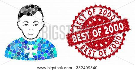 Mosaic Order Chevalier And Corroded Stamp Seal With Best Of 2000 Caption. Mosaic Vector Is Designed 