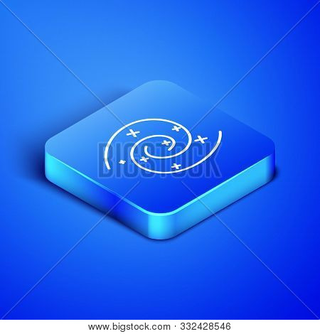 Isometric Black Hole Icon Isolated On Blue Background. Space Hole. Collapsar. Blue Square Button. Ve