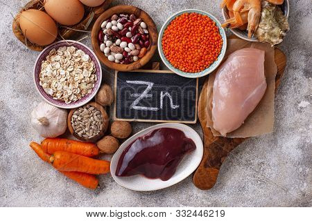 Healthy Product Sources Of Zinc. Food Rich In Zn