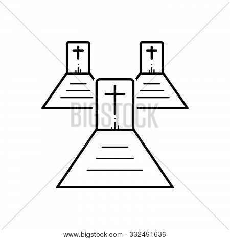 Black Line Icon For Graveyard  Cemetery Necropolis Churchyard