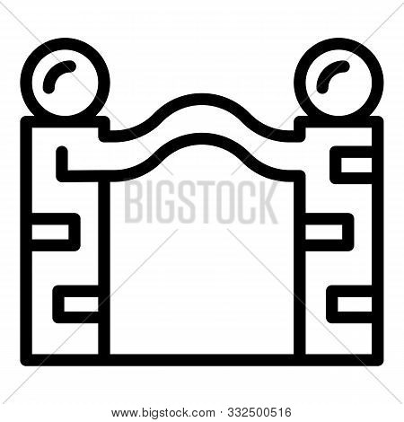 Brick Arch Gates Icon. Outline Brick Arch Gates Vector Icon For Web Design Isolated On White Backgro
