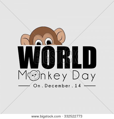 World Monkey Day Typography With A Monkey Peeking From Above Text