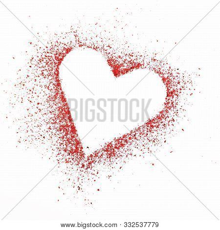Red Heart Shape Orglitter  Contur Isolated On White