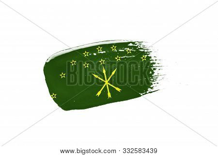 Brush Painted Adygea Flag. Hand Drawn Style