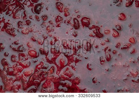 Crushed Red Cranberry Filled With Alcohol Before Cooking Tinctures