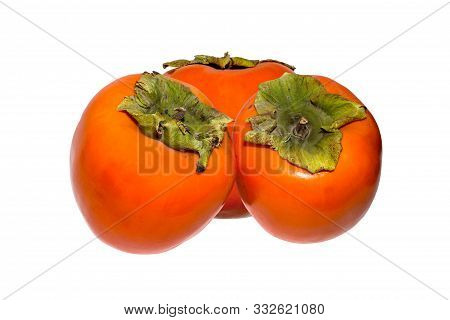 Persimmon Isolated On White Background.the Fruit Is Persimmon.background With Persimmon.
