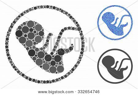 Human Embryo Composition Of Round Dots In Different Sizes And Shades, Based On Human Embryo Icon. Ve