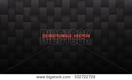 3d Vector Rectangles Pattern Conceptual Sci-fi Abstract Black Background. Science Technological Tetr