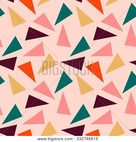 Abstract Seamless Pattern With Graphyc Elements - Triangles.  Avant-garde Collage Style. Geometric W