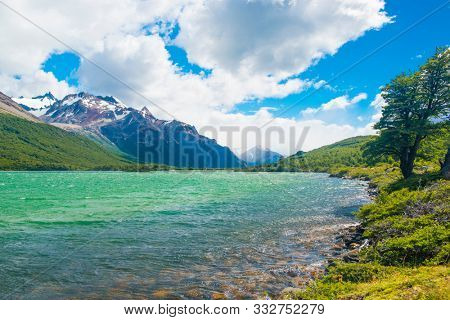 Laguna Nieta glacial lakes in Los Glaciares National park in Argentina