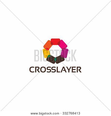 Modern Cross Layer Logo Template, Colorful Card Logo Template