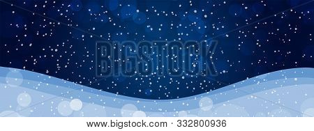Modern Laconic Winter Background With A Place For An Inscription. Beautiful Night Landscape With Fal