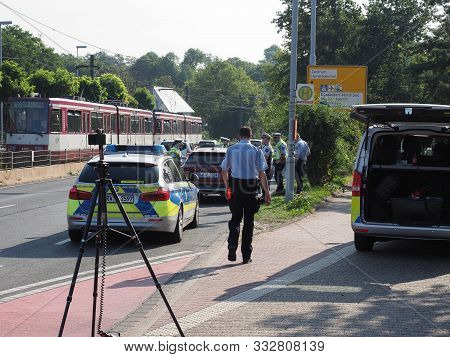 Police With Speed Camera In Duesseldorf