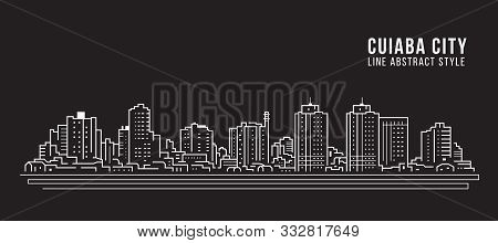 Cityscape Building Panorama Line Art Vector Illustration Design - Cuiaba City