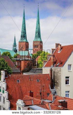 Red Luebeck, View Of The Old City.