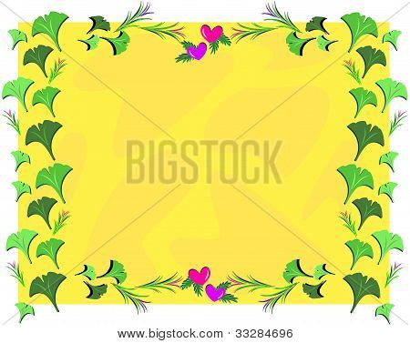 Marco de hojas de Ginkgo y Heartss