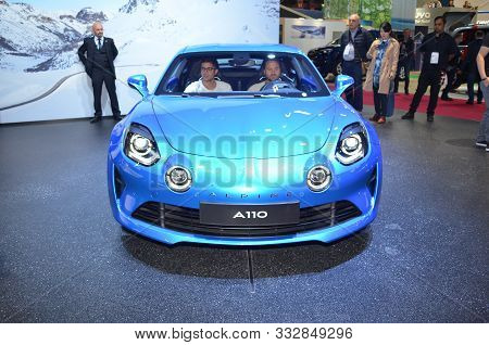 Paris, France - October 02, 2018: Alpine A110 At Paris Motor Show