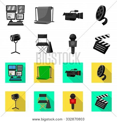 Vector Illustration Of News And Studio Symbol. Collection Of News And Program Stock Vector Illustrat