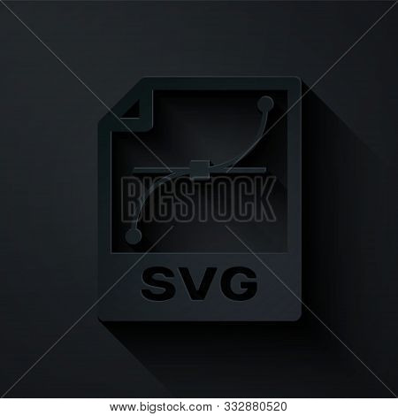 Paper Cut Svg File Document. Download Svg Button Icon Isolated On Black Background. Svg File Symbol.