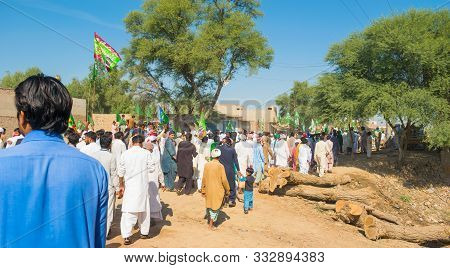 Rahim Yar Khan,punjab,pakistan-november 10,2019:people Celebrating Jashan E Eid Milad Un Nabi  Rally