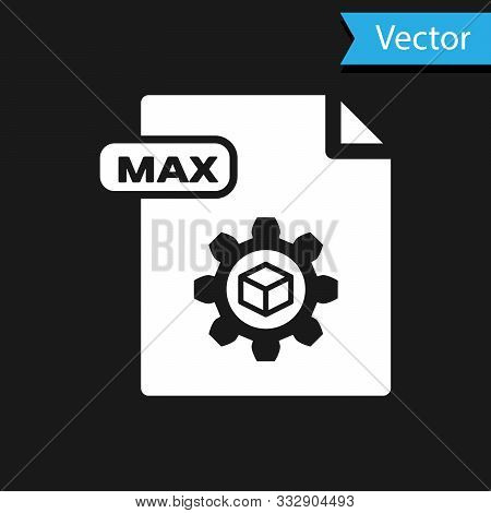 White Max File Document. Download Max Button Icon Isolated On Black Background. Max File Symbol. Vec