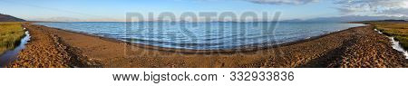 Karakul Lake And Pamir Range In Tajikistan. Landscape Around Pamir Highway M41 International Road