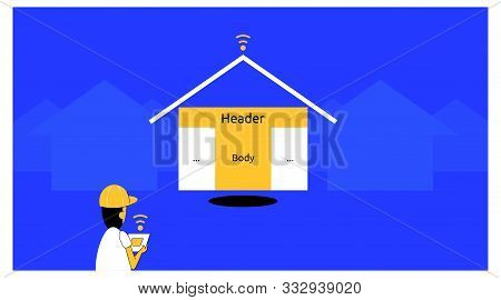 Website Hosting With Simple Illustration Designs And Fresh Colors. Layout Or Landingpage.