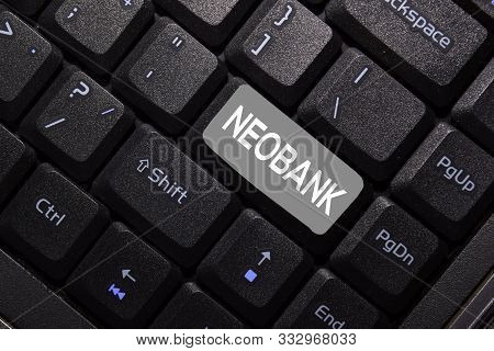 Neobank Write On Keyboard Isolated On Laptop Background