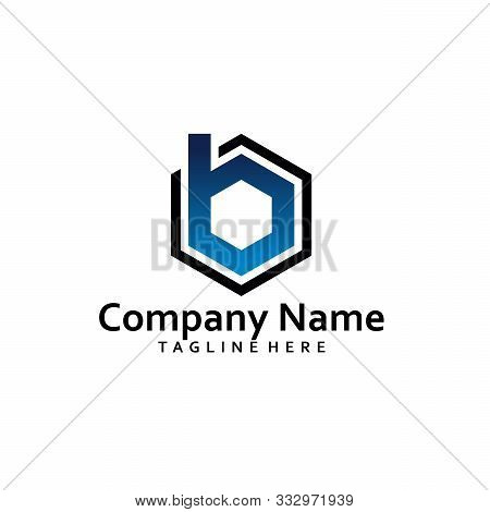 B Initial Logo Technology In Blue Color Template