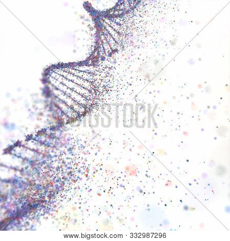 Colorful Dna Molecule. Structure Of The Genetic Code. Genetic Syndrome And Genetic Disorder, 3d Illu