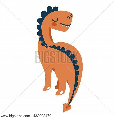 Cute Baby Playful Dinosaur Tyrannosaurus Isolated On White Background. Kid Character Dino Monster Fo