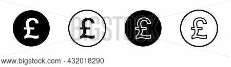 Gbp Coins. British Pounds Icons Set Isolated On White Background. Vector Illustration