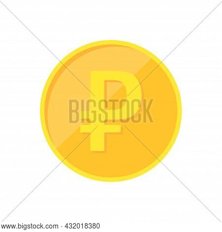 Ruble Coin Icon. Ruble Currency Isolated On White Background. Vector Illustration