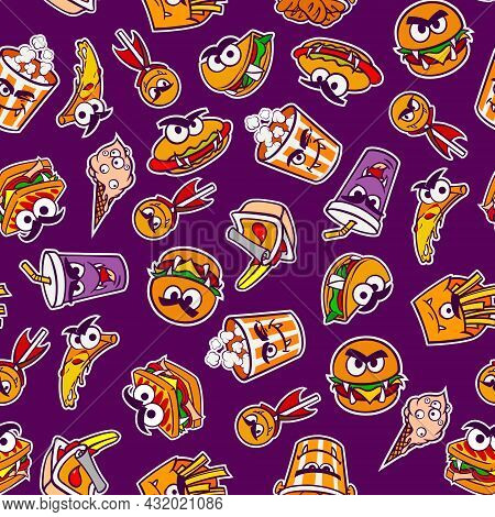 Pattern From A Set Of Fast Food For The Holiday Halloween In A Cartoon Style. Vector Illustration.