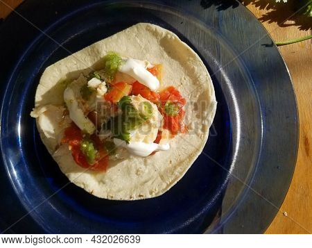 Mexican Lenguado Fish Stew Taco With Raw Salsa Verde