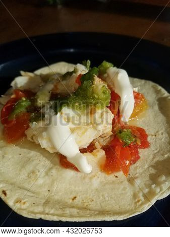 Mexican Lenguado Fish Stew Taco With Raw Salsa Verde