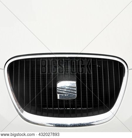 Seat Chrome Metal Logo, Luxury Car In Istanbul City, December 29 2010 Istanbul Pendik Turkey Used Ca