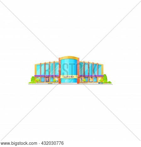 Cinema Building, City Architecture, Movie Or Entertainment House, Vector Film Theater Facade. Cinema