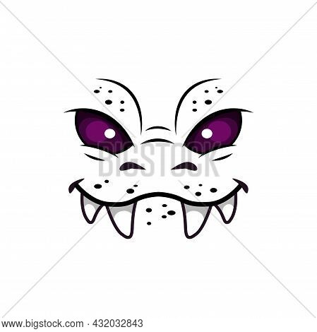 Monster Face Isolated Vector Icon, Cartoon Emotion. Cute Halloween Creature Emoji, Funny Dragon Or W