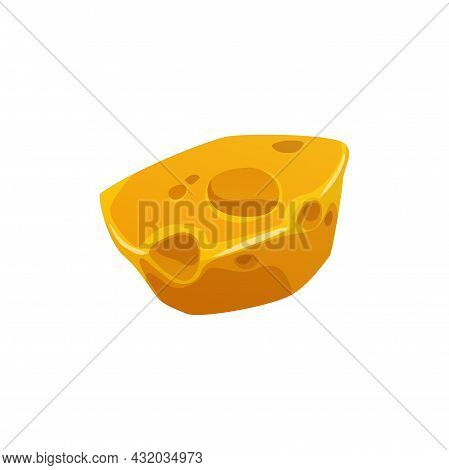 Swiss Cheese Emmental Dairy Food Of Cows Milk Isolated Cartoon Icon. Vector Dietary Food, Emmentaler