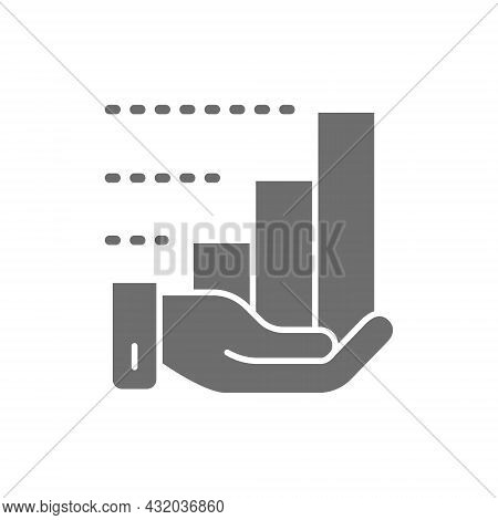 Vector Hand With Growth Chart Grey Icon.