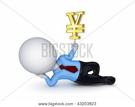 3d 小的人上日元, 的标志。